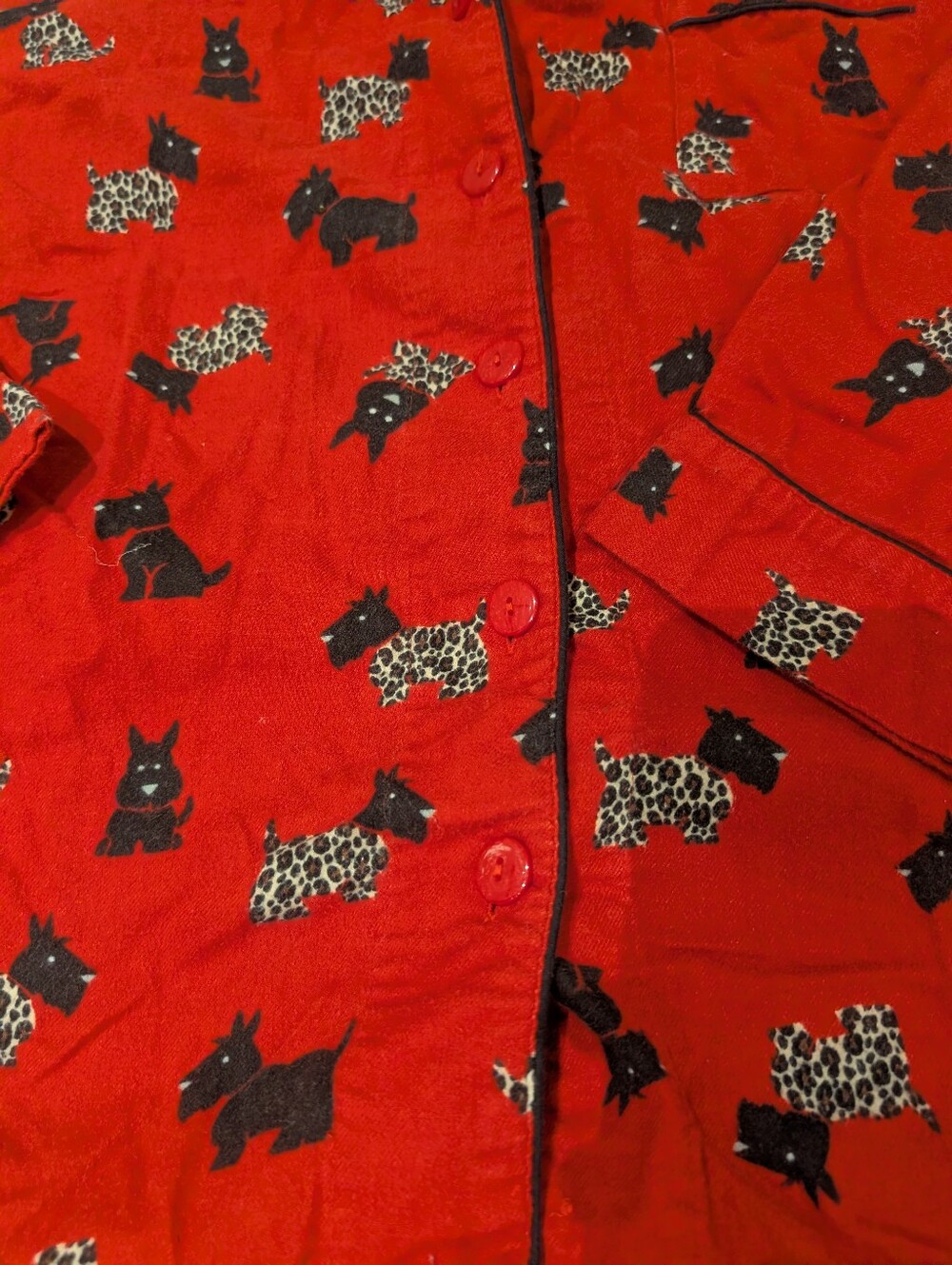 Vintage Adonna Red Scottie Dog 100% Cotton 2-Piece Pajama Set Large - Picture 5 of 12